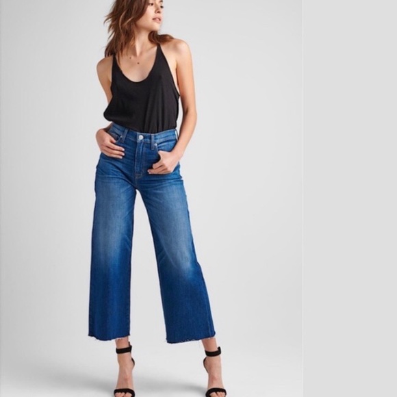 Hudson Jeans Womens Holly High Rise Wide Leg Crop Raw Hem Jean